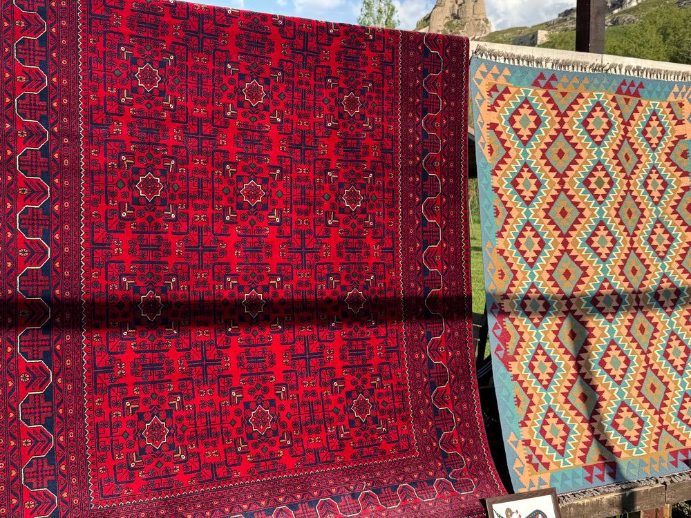 Handwoven kilim rug detail from RojKilim