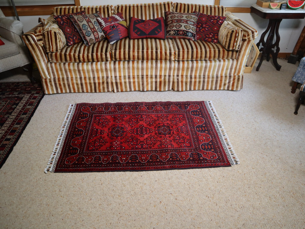 Vintage Afghan Wool Rug – border detail