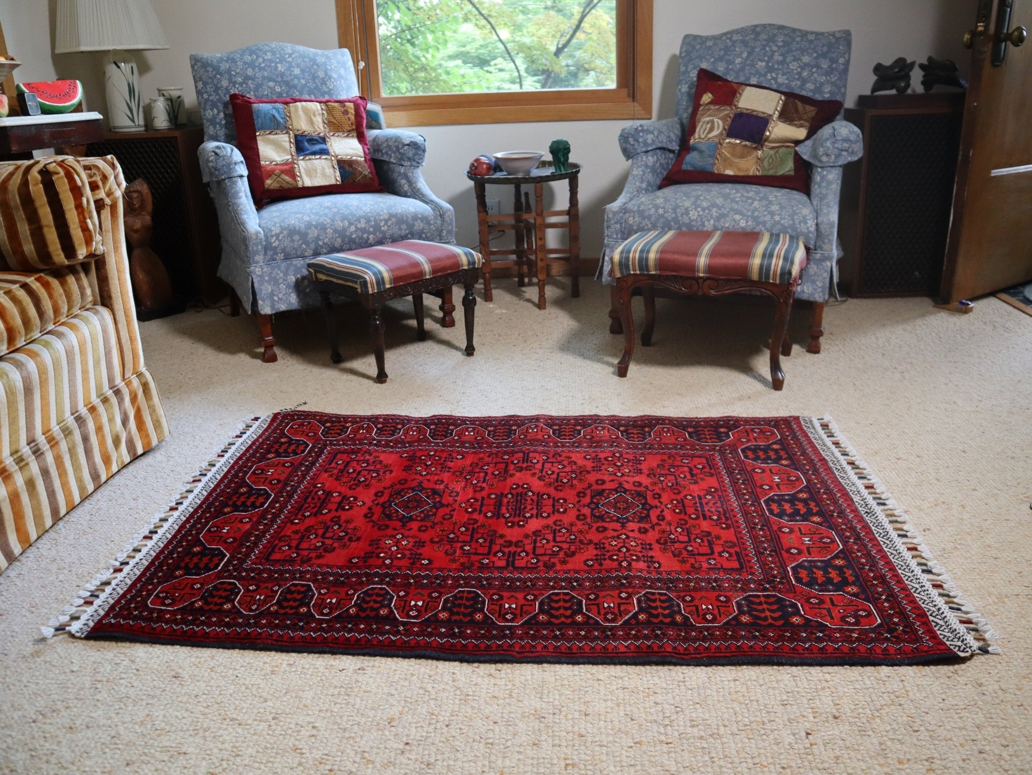 Vintage Afghan Handwoven Wool Rug – 83 × 125 cm (33 × 49 in)