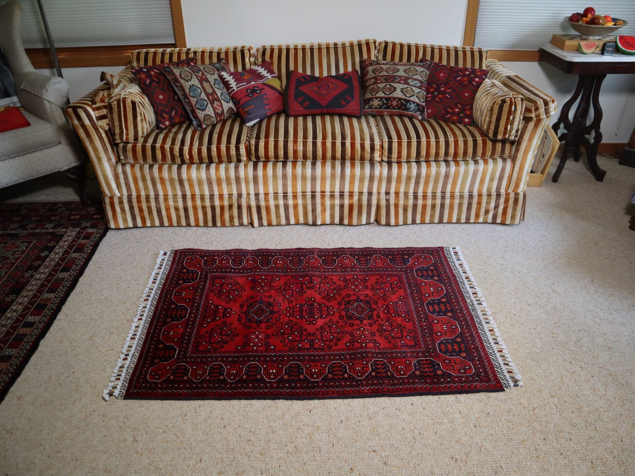 Vintage Afghan Wool Rug – diamond lattice