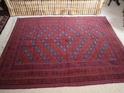 Afghan Gazak Handwoven Wool Kilim (156 × 200 cm - 5.1 × 6.6 ft) - RojKilim