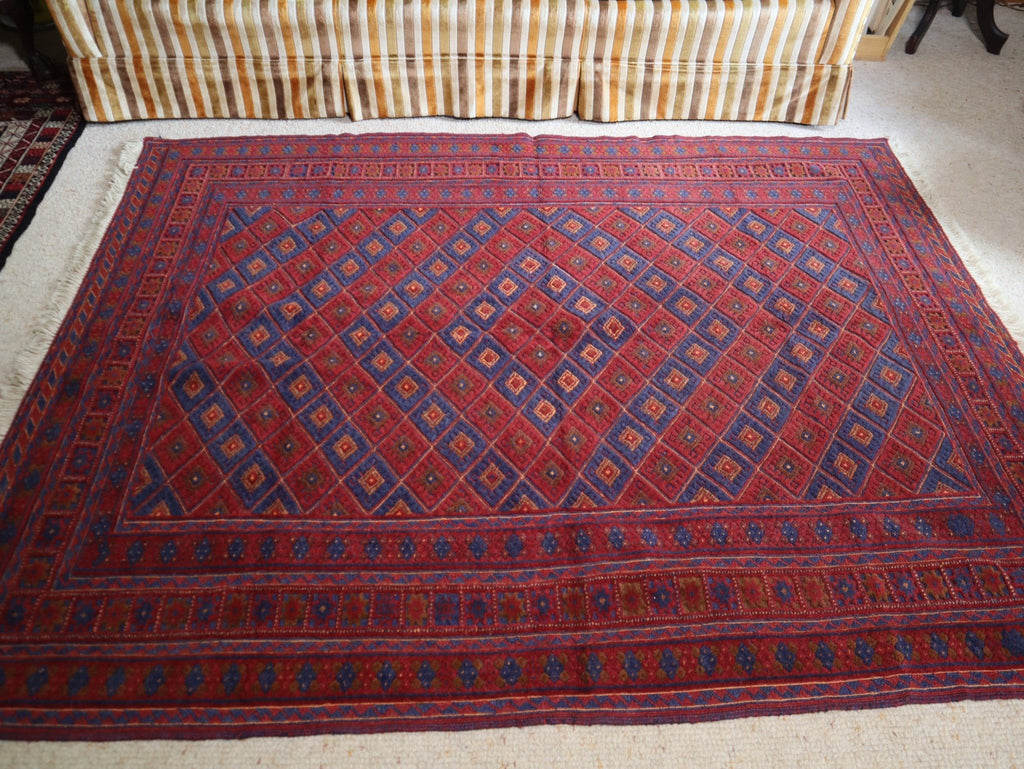 Afghan Gazak Handwoven Wool Kilim (156 × 200 cm - 5.1 × 6.6 ft) - RojKilim