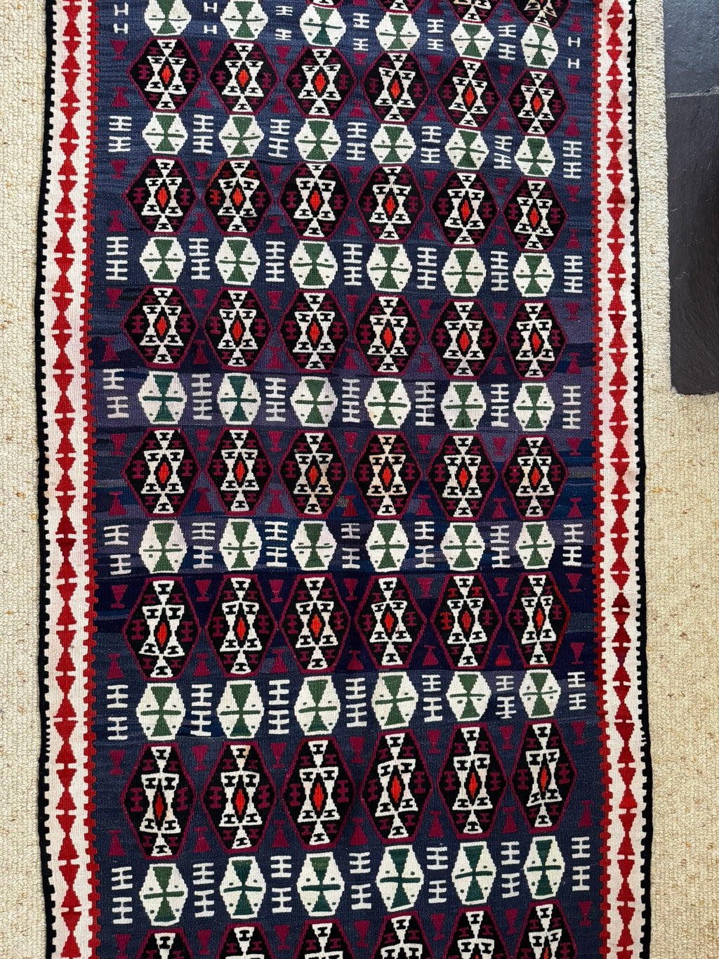 Hakkâri Handwoven Wool Kilim Runner — 105 × 205 cm (3.4 × 6.7 ft) - RojKilim