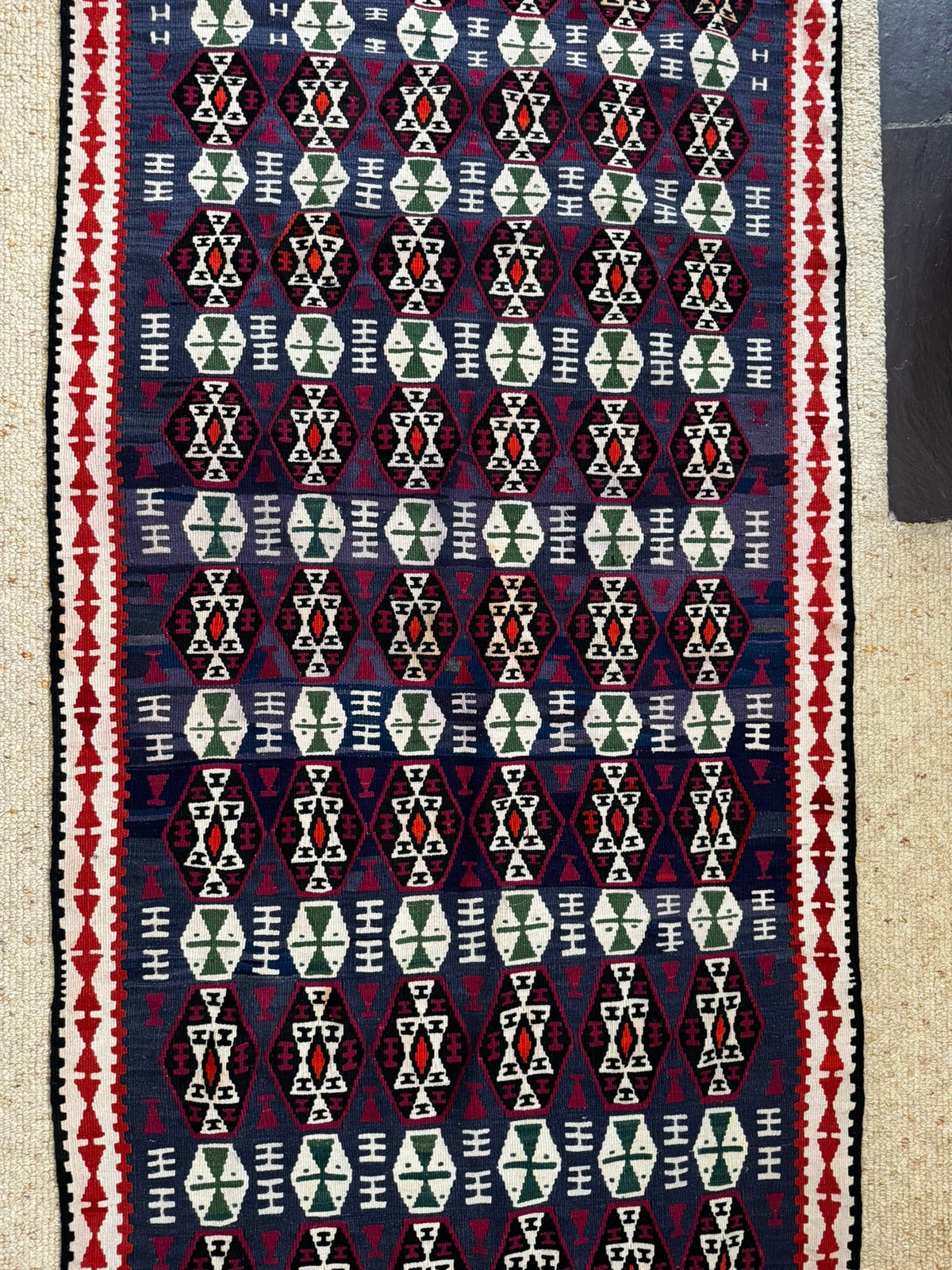 Hakkâri Handwoven Wool Kilim Runner — 105 × 205 cm (3.4 × 6.7 ft) - RojKilim