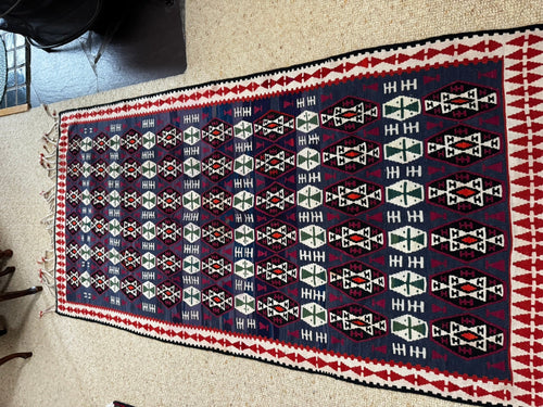 Hakkâri Handwoven Wool Kilim Runner — 105 × 205 cm (3.4 × 6.7 ft) - RojKilim