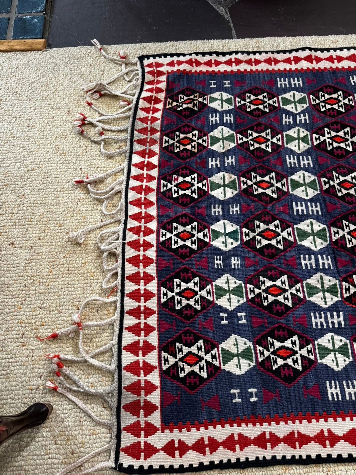 Hakkâri Handwoven Wool Kilim Runner — 105 × 205 cm (3.4 × 6.7 ft) - RojKilim
