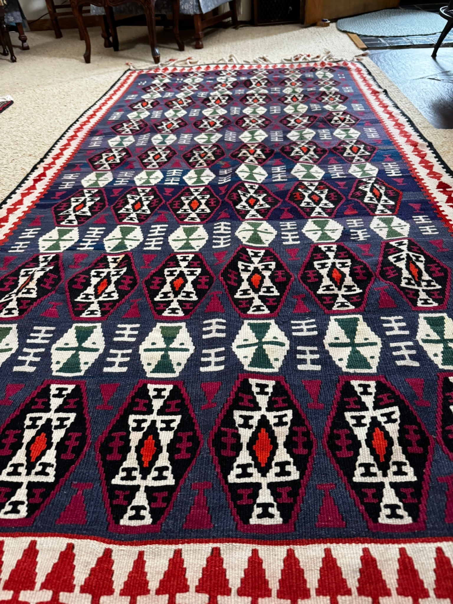Hakkâri Handwoven Wool Kilim Runner — 105 × 205 cm (3.4 × 6.7 ft) - RojKilim