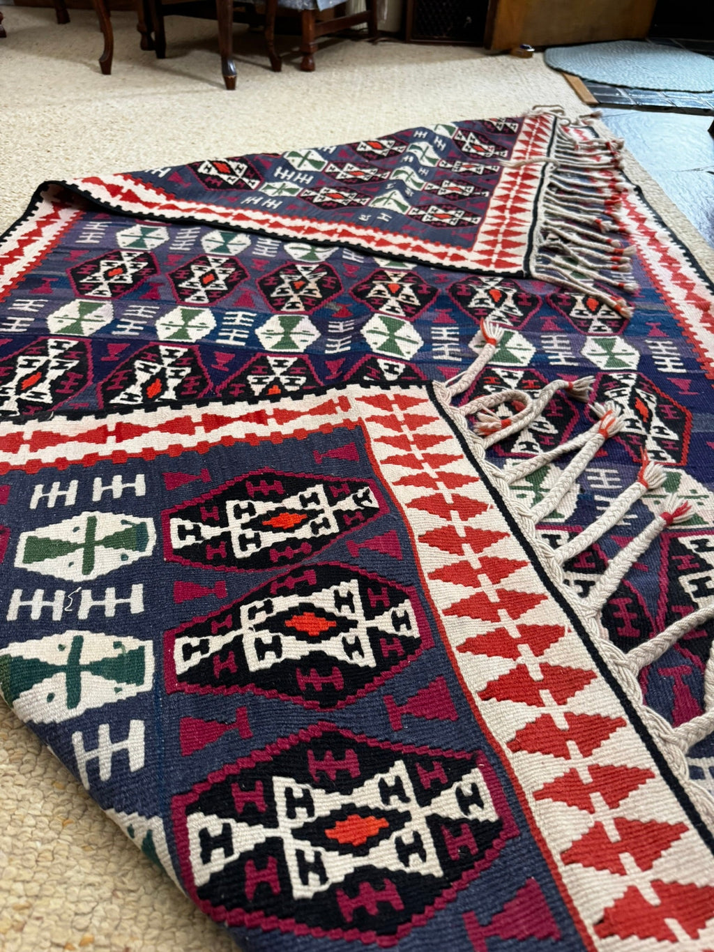 Hakkâri Handwoven Wool Kilim Runner — 105 × 205 cm (3.4 × 6.7 ft) - RojKilim