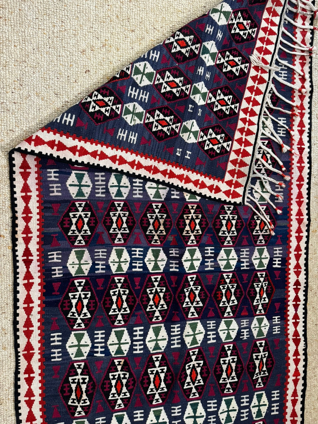 Hakkâri Handwoven Wool Kilim Runner — 105 × 205 cm (3.4 × 6.7 ft) - RojKilim