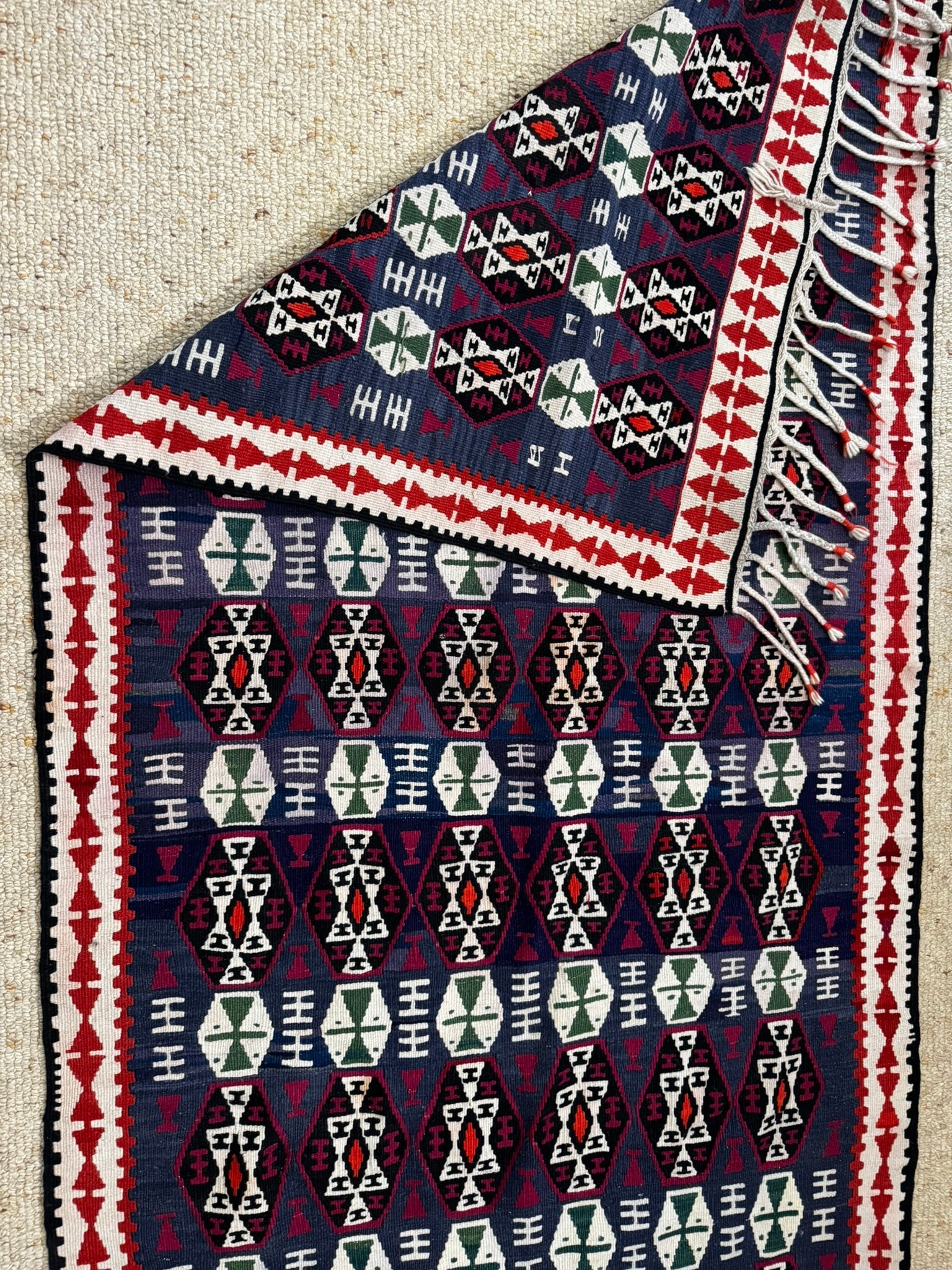 Hakkâri Handwoven Wool Kilim Runner — 105 × 205 cm (3.4 × 6.7 ft) - RojKilim