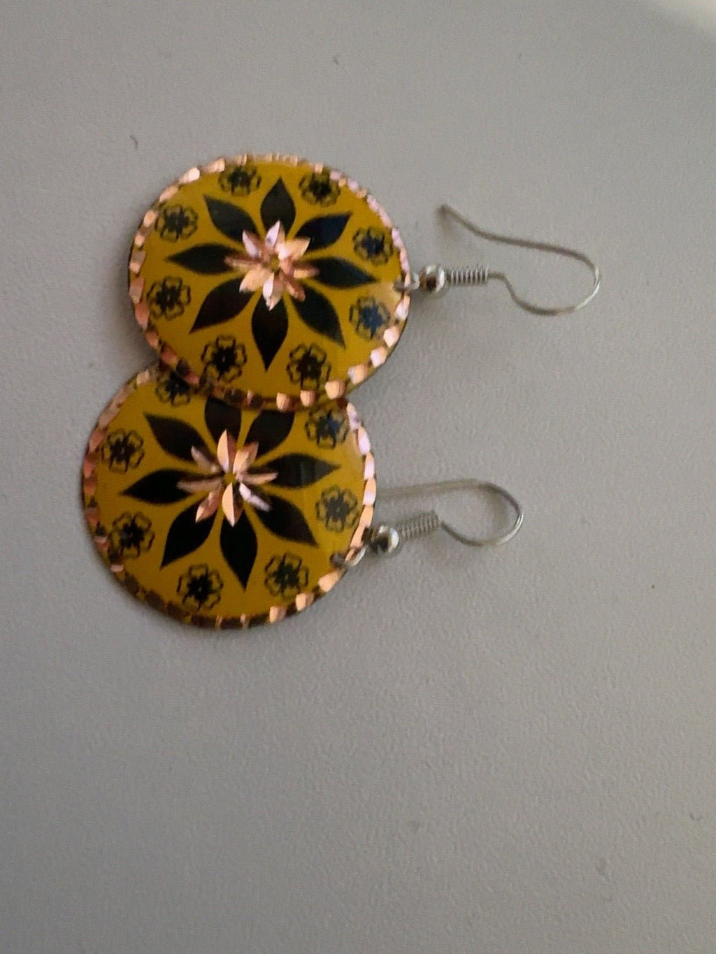 Handmade Turkish Copper Earrings – Floral & Geometric Designs - RojKilim