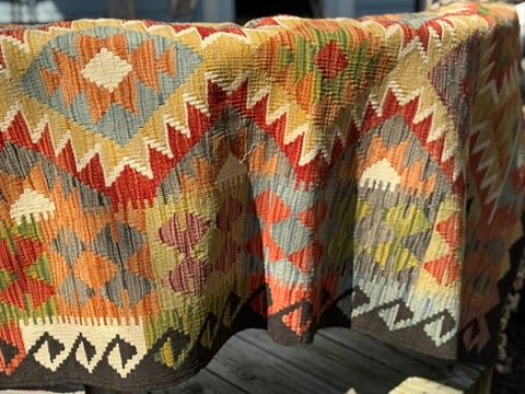 Handwoven Vintage Kurdish Kilim Rug – 122 × 185 cm (4.0 × 6.1 ft) | Wool, Handwoven, Natural Dye - RojKilim