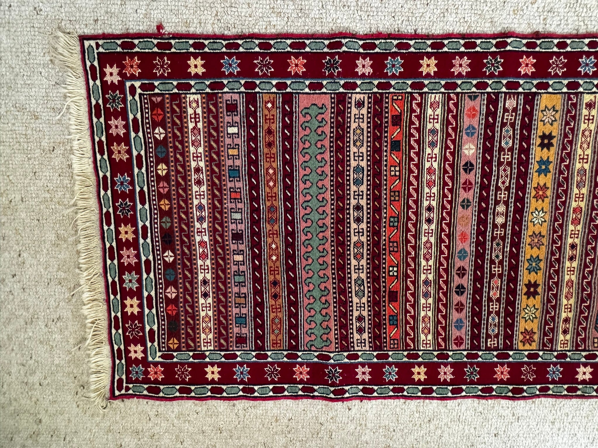 Rahrah Handwoven Wool Kilim Runner Rug (82 × 195 cm - 2.7 × 6.4 ft) - RojKilim